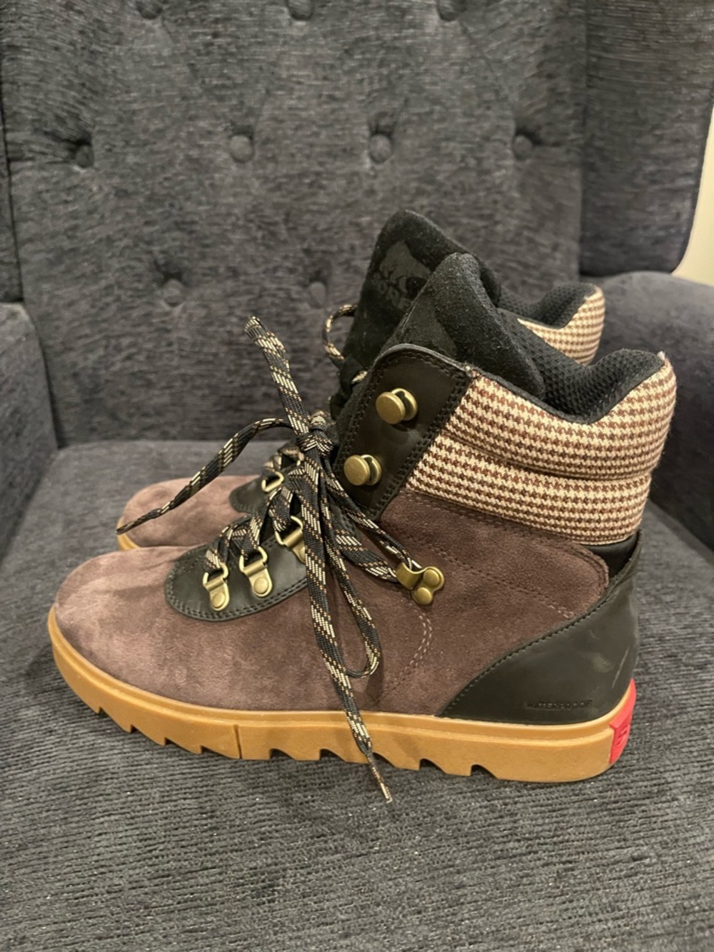 NWOT...Sorel Women's Brown Suede Combat Boot with Tan Sole